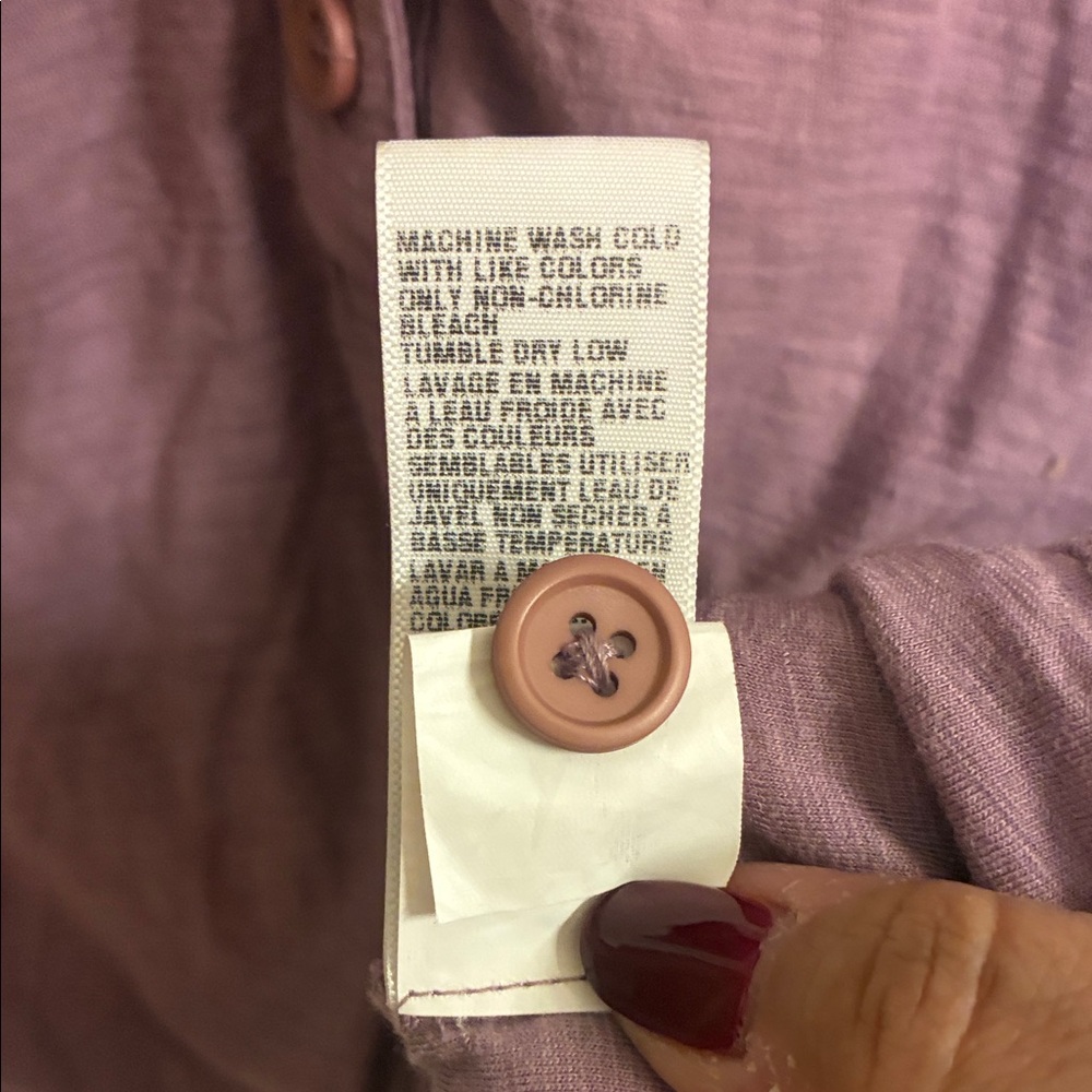 James Perse Mauve Long Sleeve Henley in Sz 1 -equivalent to a small - Picture 9 of 11